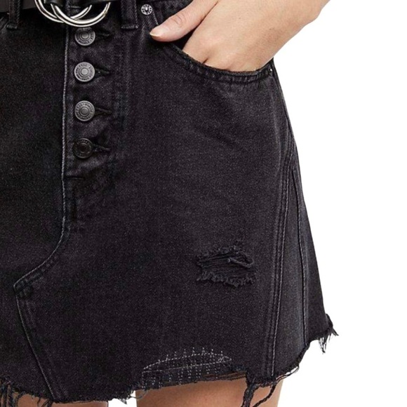 Free People Denim A-line Distressed Skirt Size‎ 27 - Picture 6 of 16